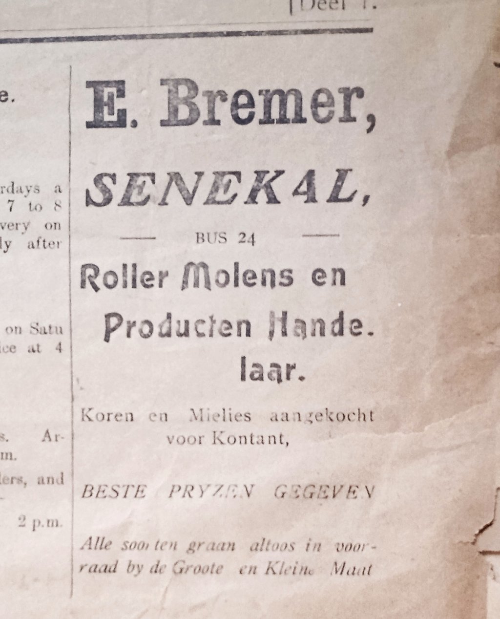 Senekal Bremer mill advert